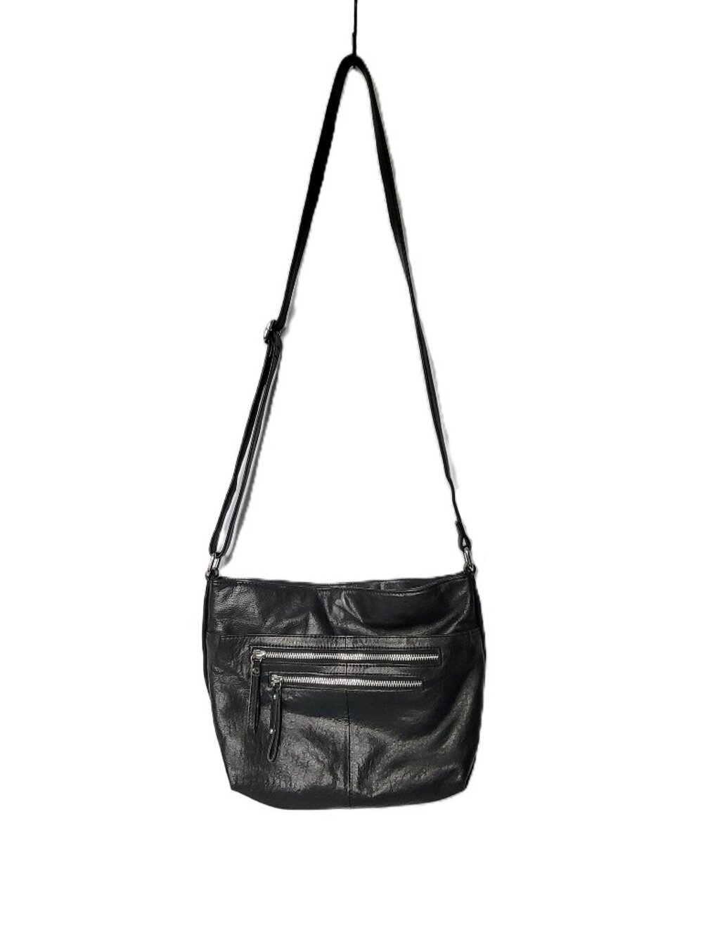 Great American Leather Works Black Leather Crossbody Multi Zip Organizer Purse